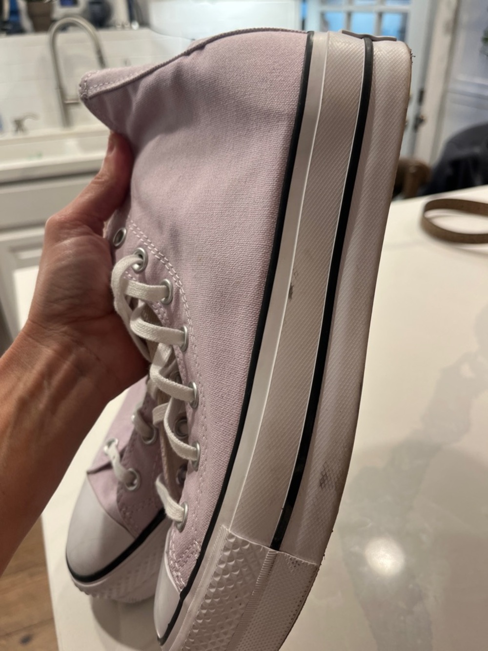 Converse Lavender High-Top Platform Sneakers - Picture 3 of 4